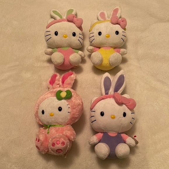 Sanrio Other - Set of 4 Hello Kitty Plushes Easter Bunny Spring Collection from 2010-2013